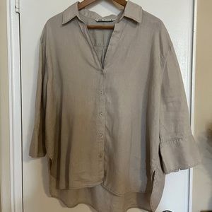ZARA natural linen shirt, size XL